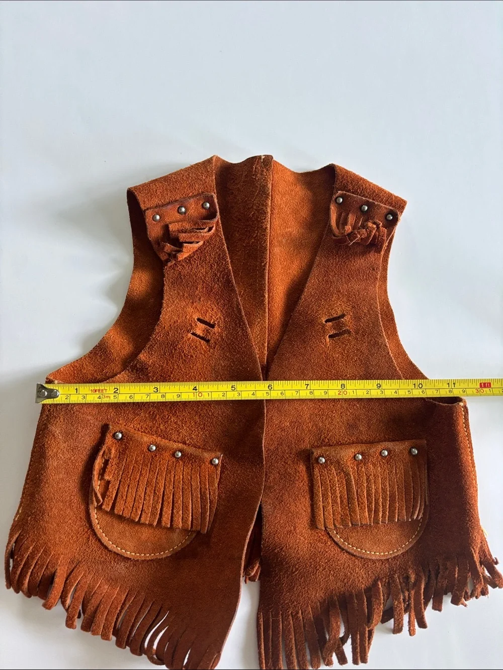 Vintage Sears Kids Suede western Fringe Vest in Rust